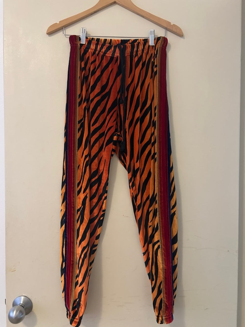 Aviator Nation- Orange Tiger-Print Velour Joggers - Casual Active Bottoms